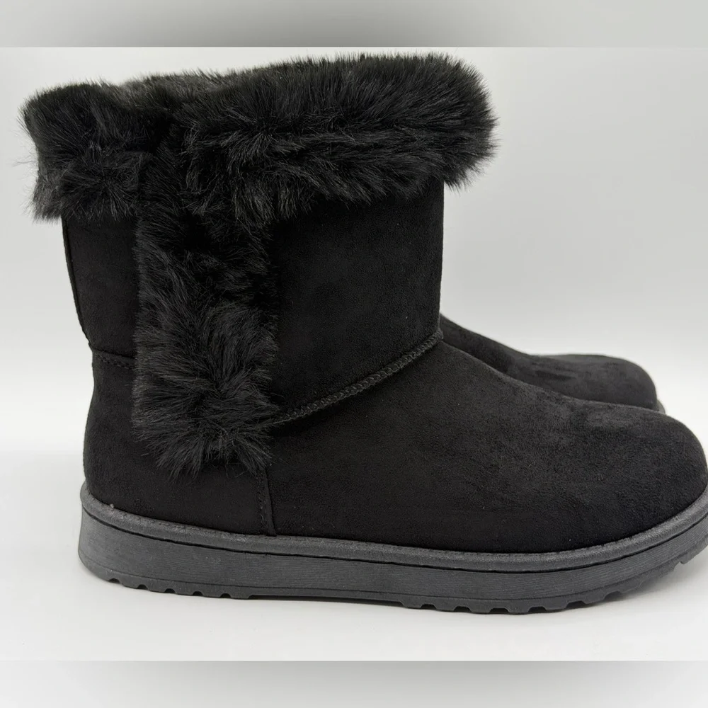 Brand New Women's SO Paulina Black Faux Fur-Lined Winter Boots Size 8.5